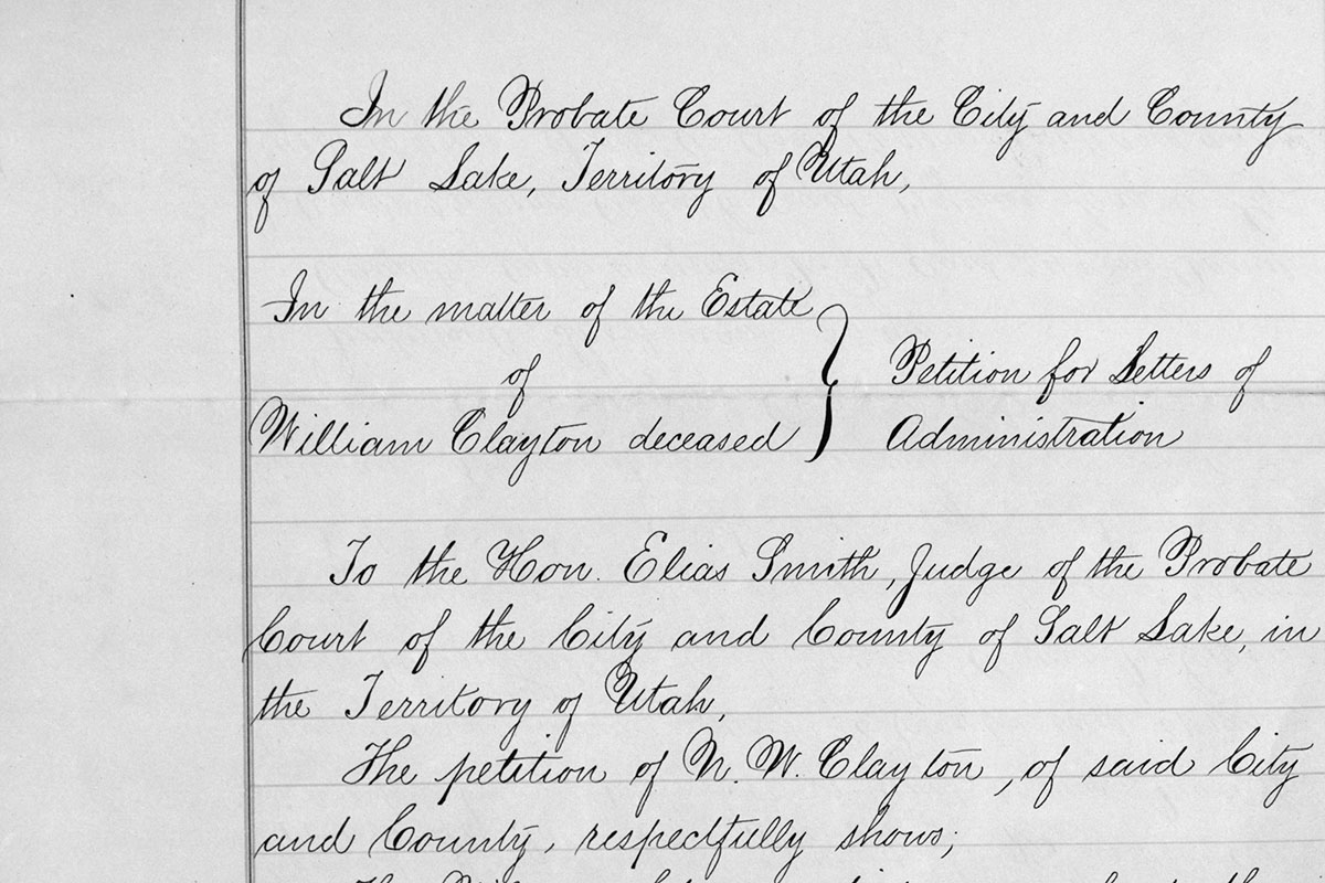 Document from William Clayton's probate case file (678)